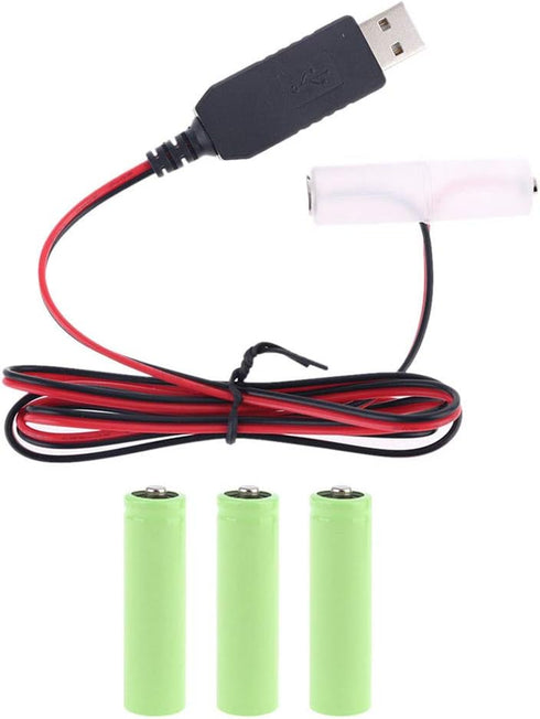 2M LR6 AA Battery Eliminator USB Power Supply Cable Replace 1-4pcs 1.5V AA Battery (6V)