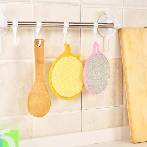 4 pcs Multi-Purpose Kitchen Double Side Round Dishwashing Sponge Scrubber Cleaning Tool