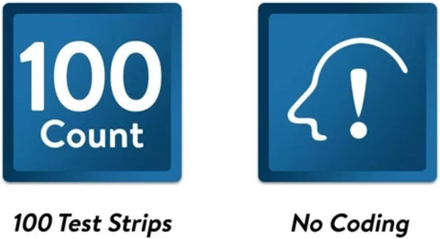 ReliOn Prime Blood Glucose Test Strips, 100 Count for Diabetes, Blood Sugar Test Strips with STS Sticker