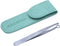 Nose Hair & Ear Hair Tweezers, Stainless Steel Grooming Scissors, Eyebrow Grooming Scissors with Cyan PU Case (1 pack)
