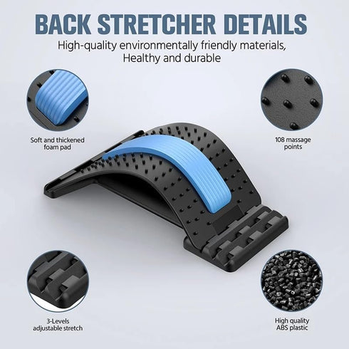 MAKIVI Back Stretcher Magnetotherapy Multi-Level Adjustable Massager Waist Neck Fitness Lumbar Cervical Spine Support