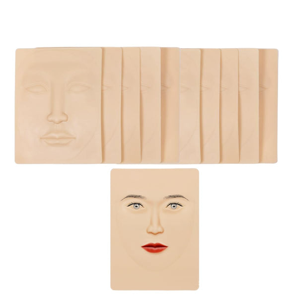 Tattoo Face Practice Skin, Microblading Practice Skin 10pcs for Eyebrow Lip Tattoo Practice and Makeup Training