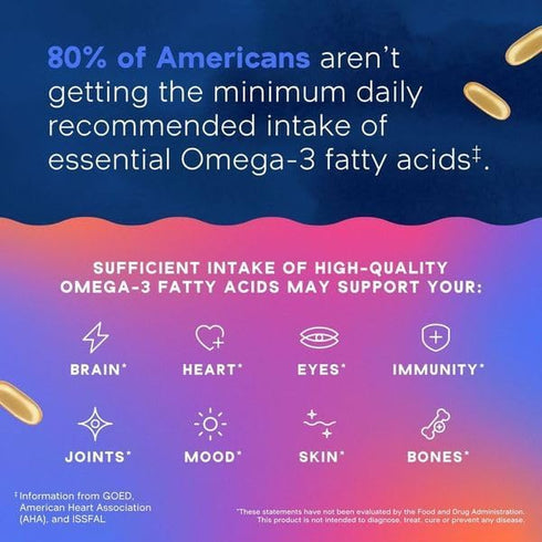 Omega-3 720mg D3 Immune 60 Count Oceanblue Supplement for Women | Burpless Fish Oil with Vitamin | Small Pills Easy