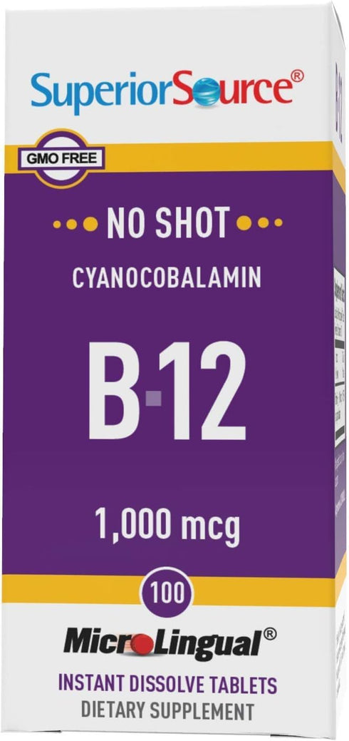 Superior Source No Shot Vitamin B12 1000 mcg, Quick Dissolve MicroLingual Tablets, 100 Count