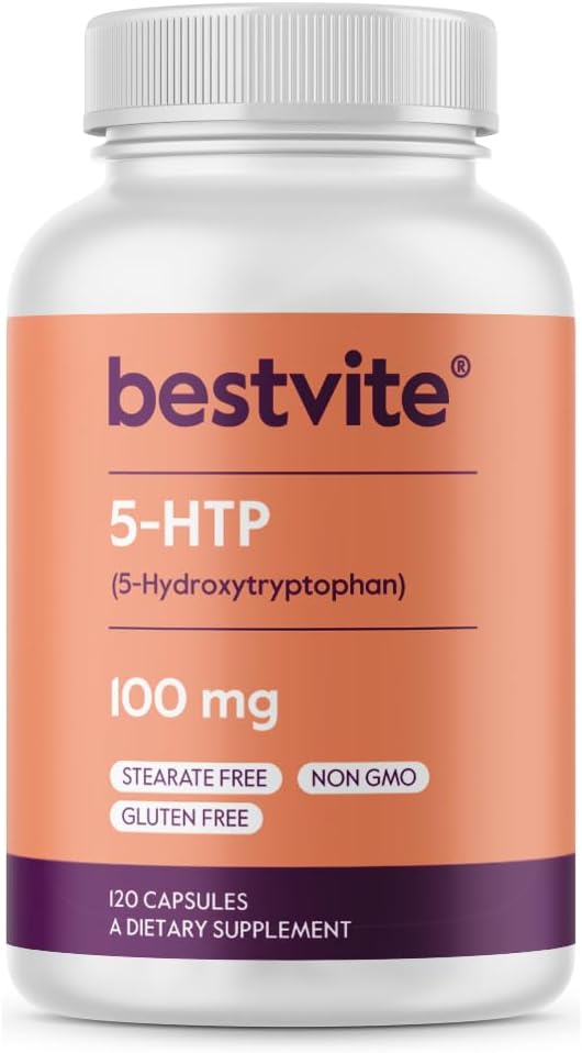 BESTVITE 5-HTP, 100mg, 120 Capsules, No Stearates or Flow Agents