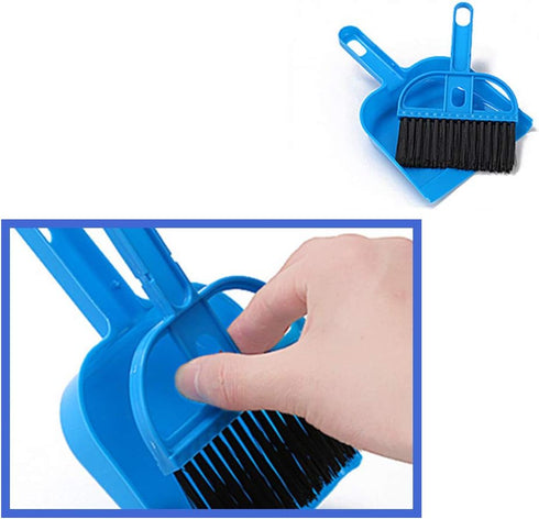 Mini Dustpan and Broom Set 1 Pcs Portable Plastic Brush Set (Blue) for Home Kitchen Sweeper Table Desk Office