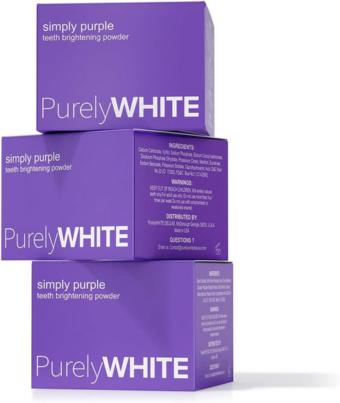 PurelyWHITE DELUXE Simply Purple Brightening Powder, Conceals Stains, No Sensitivity, Enamel-Safe for Coffee, Tea, Food