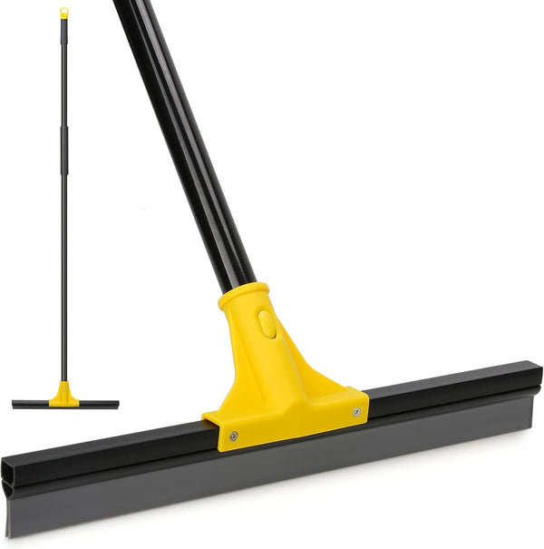 18'' Rubber Squeegee Broom with 60'' Long Handle for Floor Cleaning, Heavy Duty Household Wiper