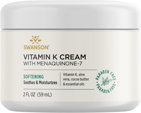 Swanson Vitamin K Cream with Menaquinone-7 - 2 fl Ounce (59 ml) - Nourishing Cream for Skin Health