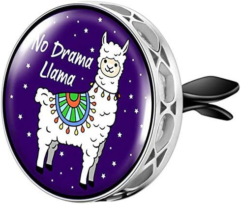 Wild Essentials No Drama Llama Enamel Finish Aromatherapy Car Air Freshener with Vent Clip and 8 Color Refill Pads