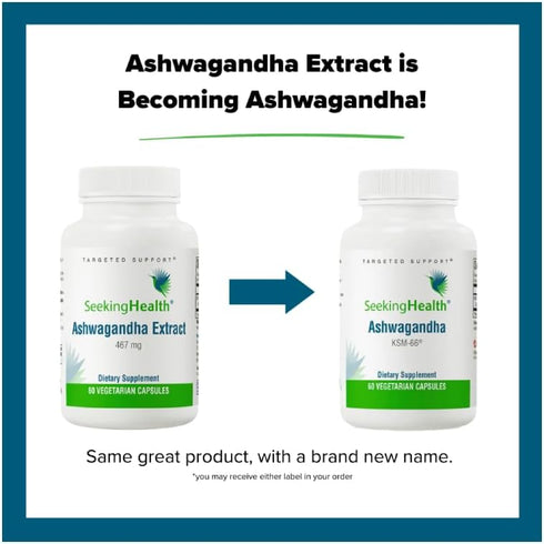 Seeking Health Ashwagandha Extract, 467 mg Natural Ashwagandha, 60 Capsules