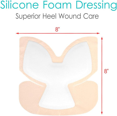 POSTOP MEDICAL WEAR 8"x 8" Heels(Pack 2) Heel Silicone Foam Dressing Wounds Bandages with Gentle Adhesive Border Heel