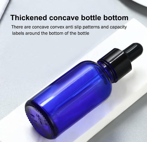 AKOAK 30ml Blue Glass Bottle with Dropper, Pack of 3 for Essential Oils or Laboratory Chemicals