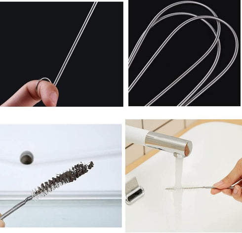 60 Inch Flexible Tube Pipe Cleaner Brush for Fridge Cleaning, Stainless Steel Drain Tube Cleaning Brushes (2 Pack)