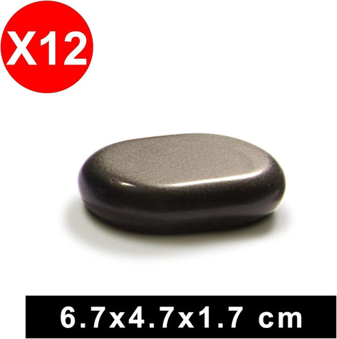 Newworldmassage 12pcs Set Black Volcanic Lava Massage Stone for Full Body - Natural Stones, Perfect for Neck & Leg Body