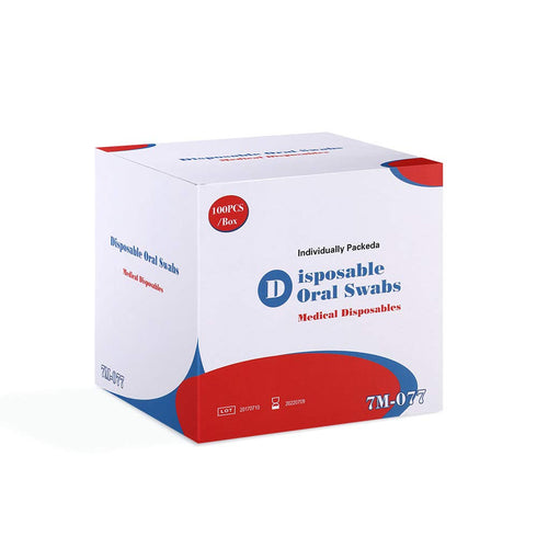 Disposable Oral Swabs, 100 Pack, Sterile Dental Sponge Swabsticks for Mouth & Gum Cleaning - Unflavored Sponge and