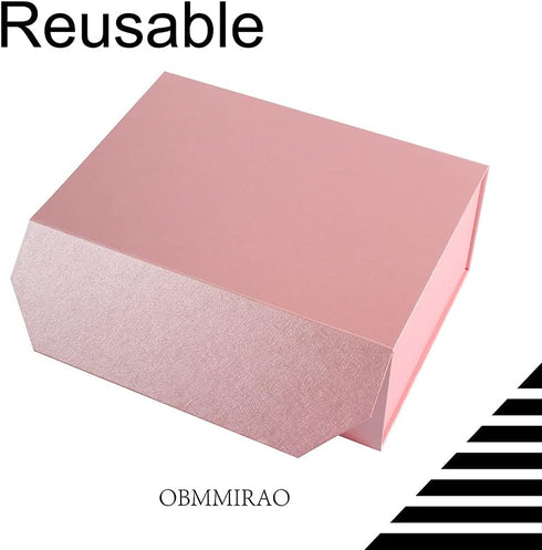 Upgrade 1PCS Pink Gift Box 9.5x7x4 Inches, Sturdy Foldable Magnetic Closure Storage Box for Gift Packaging