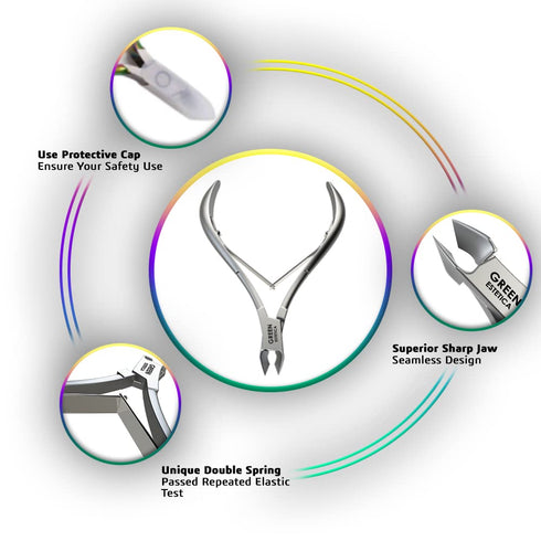 Professional Cuticle Trimmer with Pusher, Silver Stainless Steel Nail Nipper, Sharp Blades for Manicure