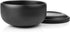 QSHAVE Stainless Steel Shaving Bowl with Lid, 4 Inch Diameter Large Deep Size in Matte Black Chrome Coating