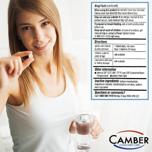 Camber Consumer Care Loratadine 10mg Allergy Pills, Non-Drowsy Antihistamine for 24 Hour Allergy Relief (300 Tablets)