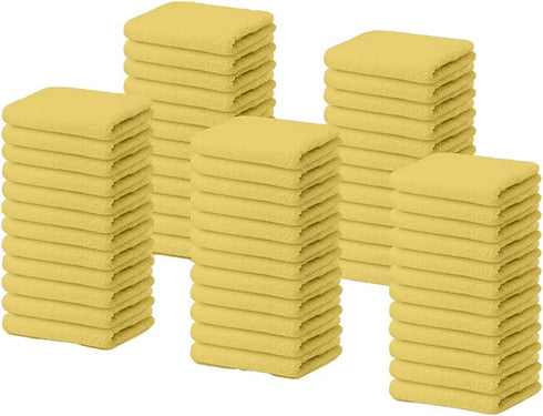 100% Cotton Terry Towel Cleaning Rags, Yellow 14'x17', Pack of 60, Super Absorbent, Reusable Shop Towels