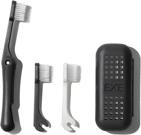 Replaceable Travel Size Foldable Toothbrush Kit | Portable Dual-Layer Bristles Toothbrush with Case for Travel