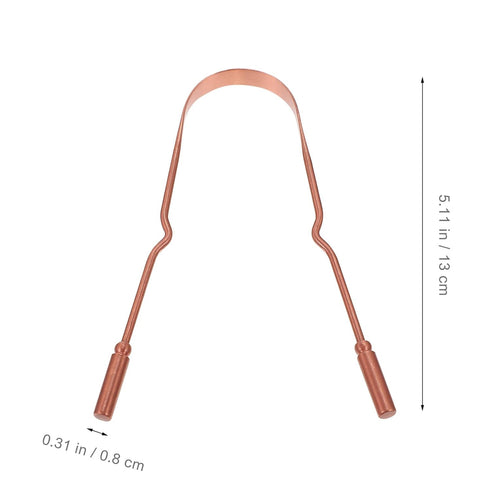 FOMIYES 1Pc Pure Copper Tongue Scraper, Fake Braces Oral Cleaner, Double Sided Stainless Steel Tongue Cleaner