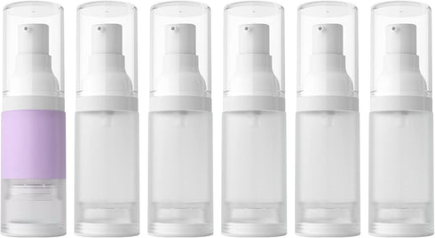 longway 0.67oz 20ml Airless Cosmetic Cream Pump Bottle Travel Size Dispenser for Shampoo (Pack of 6, Frosted