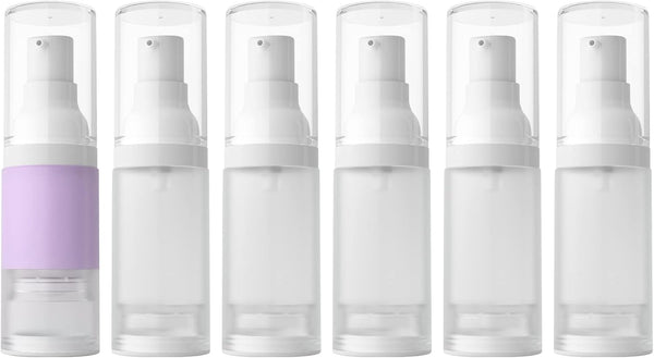 longway 0.67oz 20ml Airless Cosmetic Cream Pump Bottle Travel Size Dispenser for Shampoo (Pack of 6, Frosted