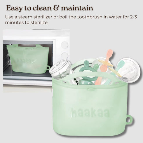 Haakaa 360° Silicone Baby Toothbrush – 100% Soft Food Grade Silicone, BPA-Free, Safe for Babies 6 Months+