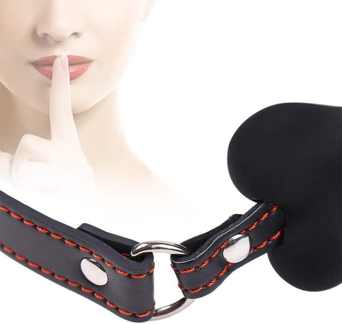 Silicone Dog Bone Mouth Gag - Adjustable Bondage Restraint for Couples