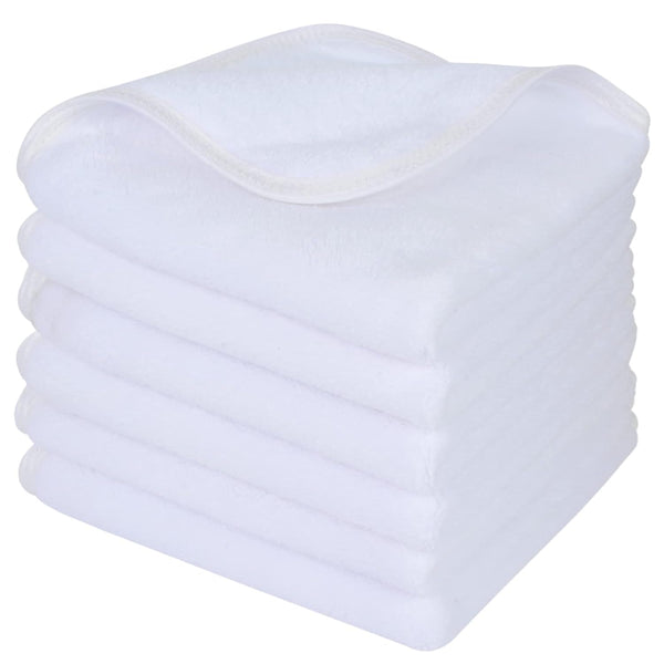 SINLAND Microfiber Face Cloths, Reusable Makeup Remover Washcloths for Sensitive Skin (6 Pack, White)