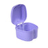 Denture Case with Strainer, Night Cleaner Bath Box for Retainer, Mouthguard, False Teeth, and Denture Cleaning (Purple)