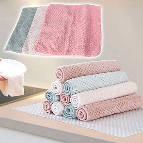 MODODO Microfiber Dishcloth Square Kitchen Washing Cleaning Towel Dish Cloth Rags Wipe Dish Cloth Holder for Kitchen
