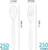 500 Count Plastic Silverware, Heavy Weight Plastic Forks Spoons Disposable Utensils Cutlery Set for Wedding Party Supplies Everyday Use