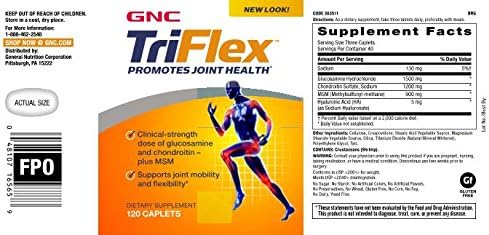 GNC TriFlex Joint, Bone & Cartilage Health Supplement with Glucosamine Chondroitin & MSM - 120 Caplets