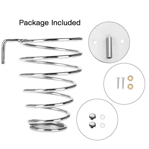 Spiral Blower Stand Spring Wall Mounting Hair Dryer Rack Stainless Steel Holder for Home Salon