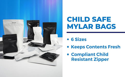 Mylar Bags Child Resistant Grip N Pull, 1 Ounce All White - 100 Count, Resealable Smell Proof Bags for Food Storage
