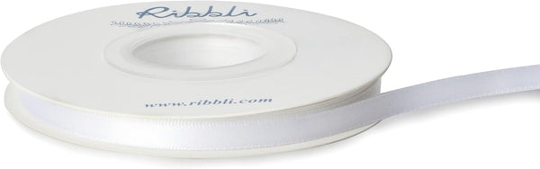 Ribbli Double Faced White Satin Ribbon - 1/4” x 25 Yards for Bows, Gift Wrapping, Floral Arrangement