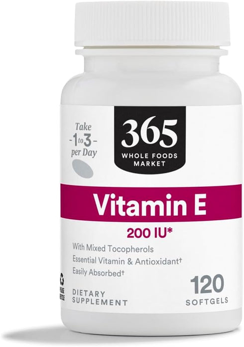365 by WFM Vitamin E 200 IU with Mixed Tocopherols, 120 Softgels