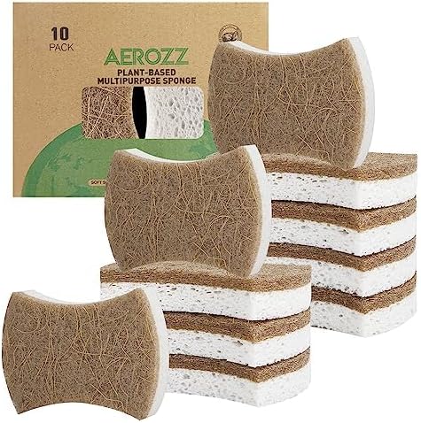10 Pack Eco-Friendly No-Scratch Dish Sponges, Natural Kitchen Sponges for Washing & Cleaning, Quick-Drying, Odor Free