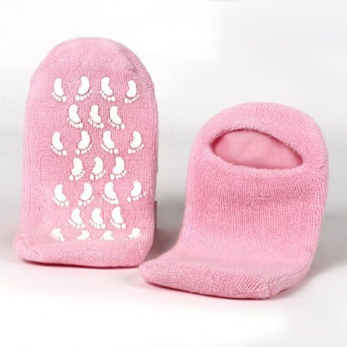 Spa Moisturizing Gel Socks for Dry Feet and Ankles, Helps Repair Cracked Skin, Pink