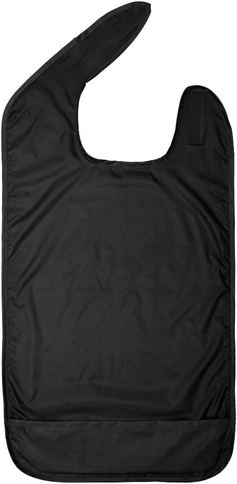 Betty Dain Adult Bib, Washable Waterproof Clothing Protector with Crumb Catcher in Black
