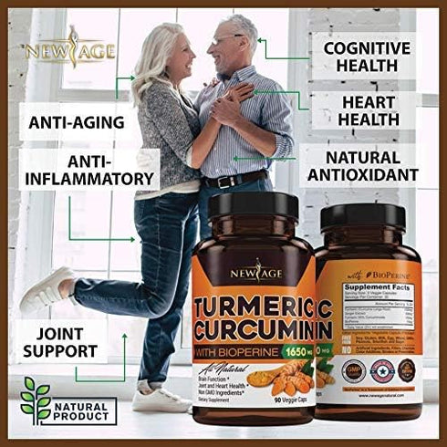 Turmeric Curcumin with Bioperine Capsules - Natural Joint & Healthy Support with 95% Standardized Curcuminoids for Potency & Absorption - Non-GMO, Gluten Free (90 Count (Pack of 1))