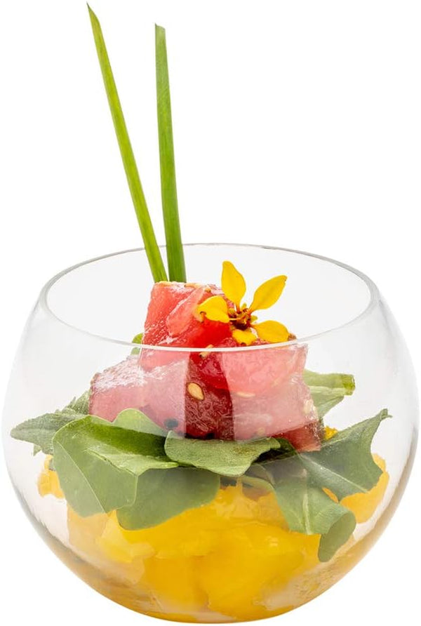 Restaurantware 4 Ounce Round Plastic Bowls, 5 Clear Disposable Sphere Cups for Appetizers, Parties, Weddings