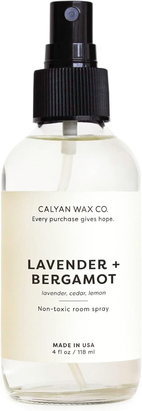 Calyan Wax Co. Lavender & Bergamot Natural Room Spray, 4 Fl Oz Each, Essential Oils Infused Air Freshener & Mist