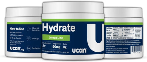 UCAN Hydrate Electrolyte Drink Mix, Lemon-Lime, 30 Servings, Sugar-Free, Keto-Friendly, Vegan