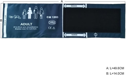 NIBP Dual Tube (Hose) with Bladder Reusable Adult Blood Pressure Cuff 25-35 cm Arm Circumference for Blood Pressure Monitor.