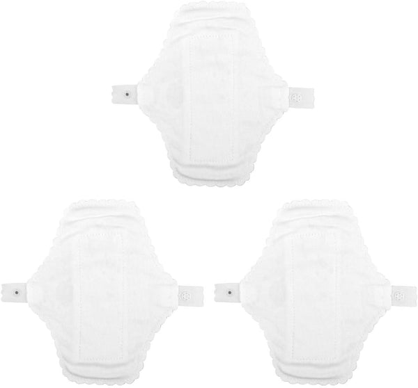HOODANCOS Reusable Cotton Sanitary Pads 3pcs 18cm Washable Panty Liners with Lace Edge