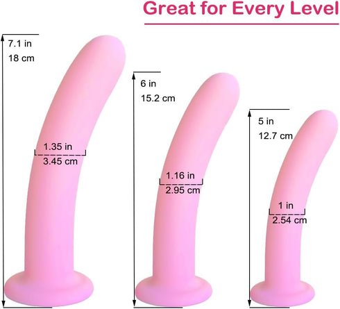 QoQiu 3-Pack Set, Silicone Pelvic Floor Muscle Dilator Trainer Pelvic Wand Massager for Women, Pelvic Floor Muscle